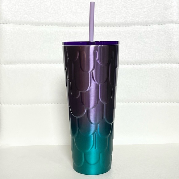 Starbucks 2023 Spring Purple/Teal Mermaid Scales Stainless Tumbler Cup Limited - Picture 10 of 10